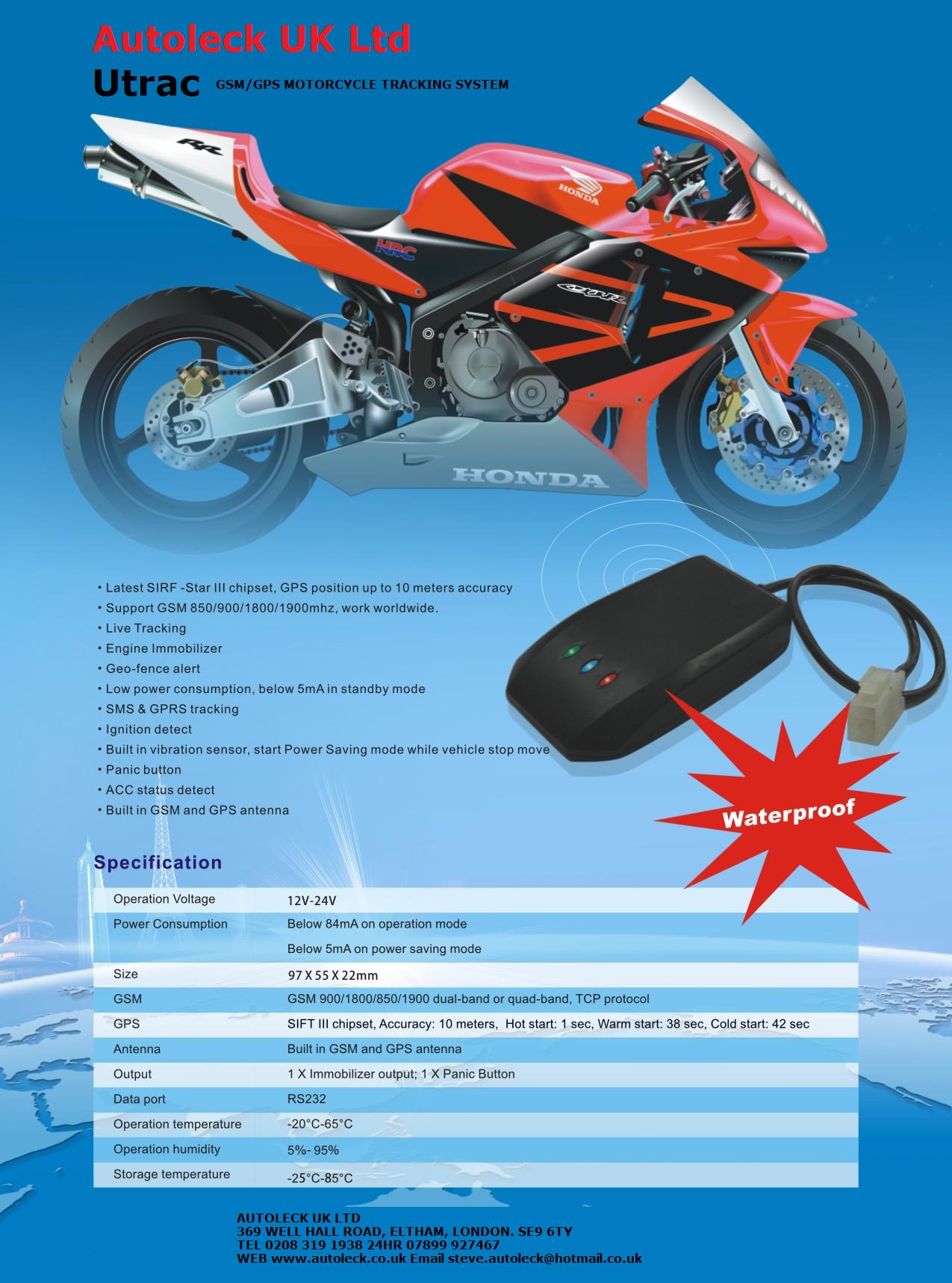 Autoleck UK Ltd Motorcycle Tracking GPS Tracking Motorcycle Alarm